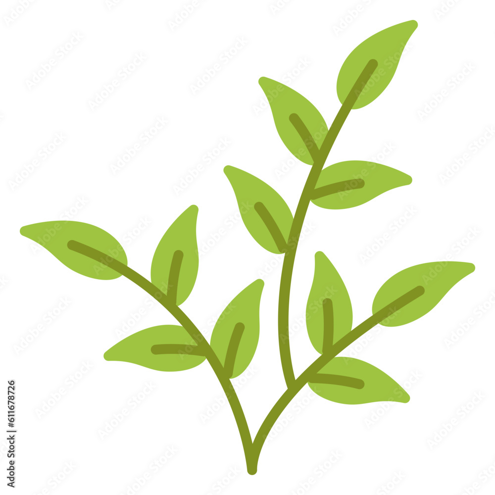Illustration of Branch Leaves Flat Icon