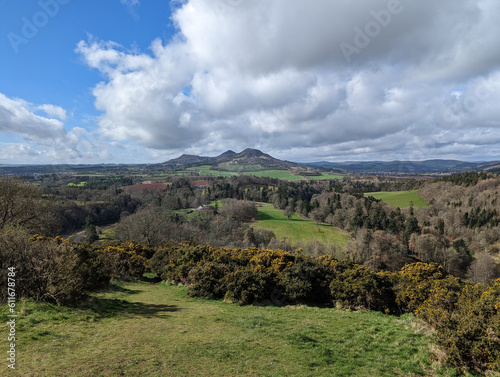 A famous view, known as Scott's view, which stretches across the Tweed Valley in the border country of Scotland, UK.  photo