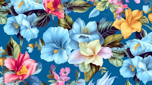 Pattern of flowers for wallpapers for textile design  copy space