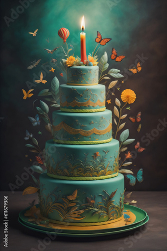 happy birthday cake and candel 