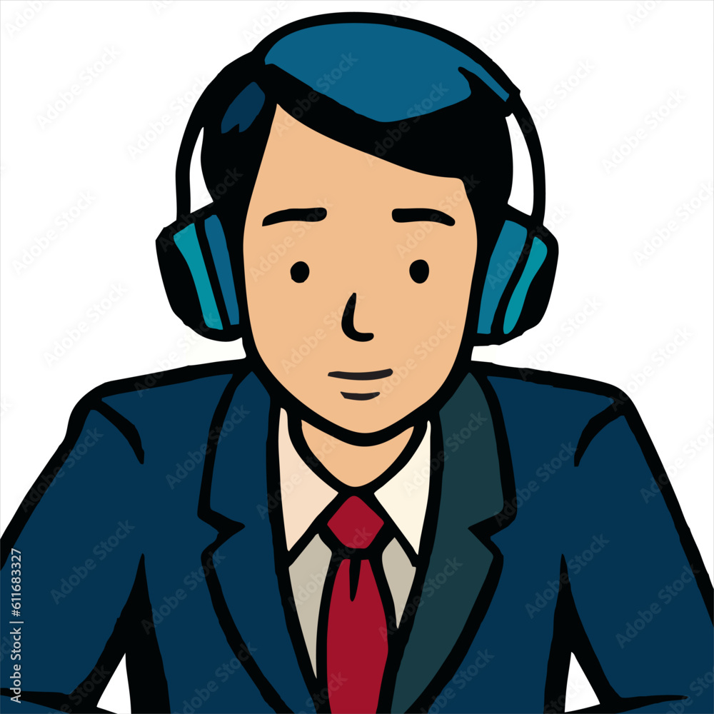 illustration of a telemarketer, a man with a headset, a person talking to a customer, call center agent head avatar character illustration of a telemarketer, a man with a headset, a person talking to a customer, call center agent head avatar character
