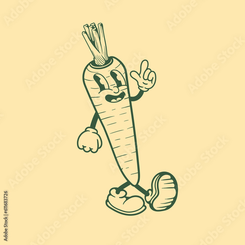 Vintage character design of a carrot