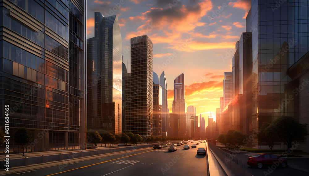 Modern buildings glass skyscrapers Generative AI