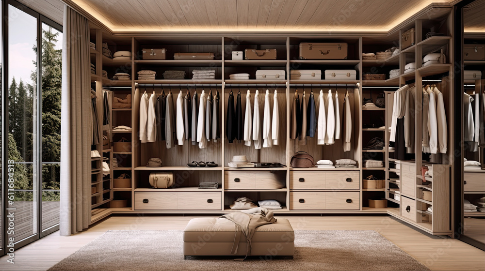 Stylish wardrobe for Clothes. Created with Generative AI Stylish wardrobe for Clothes. Created with Generative AI