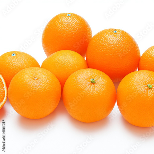 fresh beautiful orange fruits sliced closeup isolated on white background