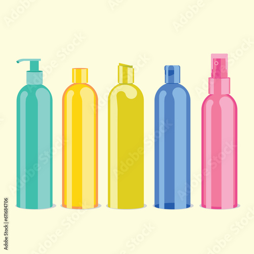 bottle cosmetic vector illustration. simple design with line detail and bright color, easy to edit color