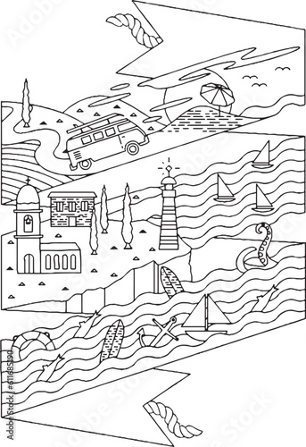 Nature Doodle Cartoon Illustration Adventure