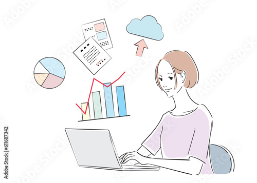 パソノン作業をさくさくとこなすベテラン社員