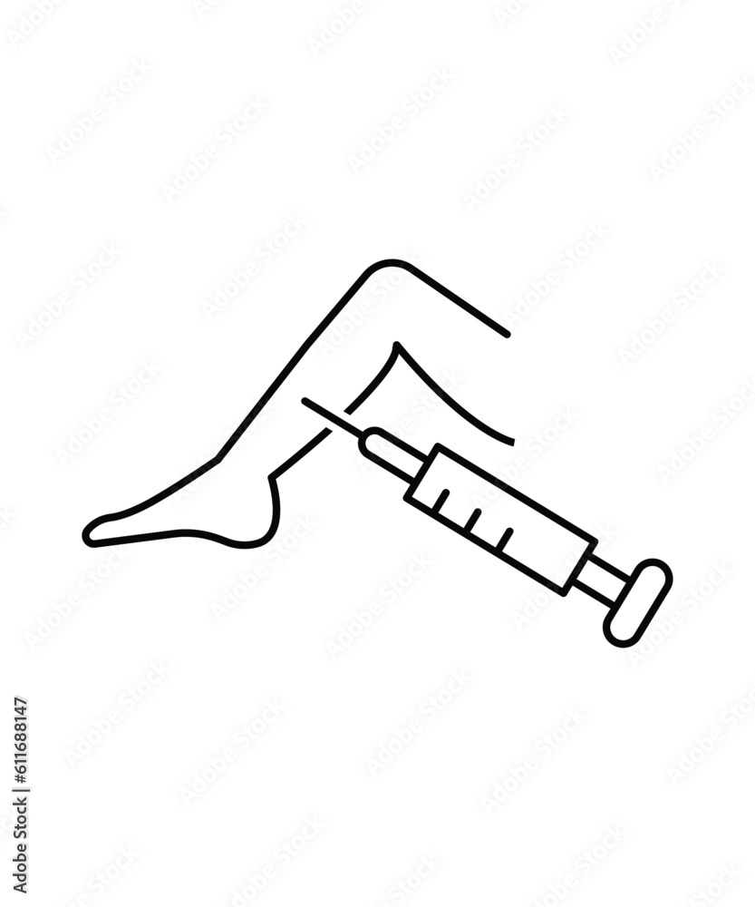 Obraz premium woman leg with injection icon, vector best line icon.