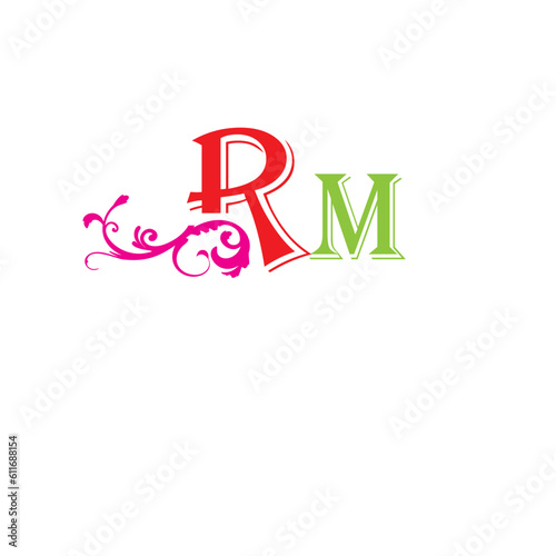 Initial RM letter luxury beauty flourishes ornament monogram logo Swoosh Letter Logo Design for business and company identity. Water Wave RM Logo with modern trendy