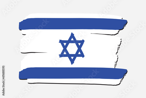 Israel Flag with colored hand drawn lines in Vector Format