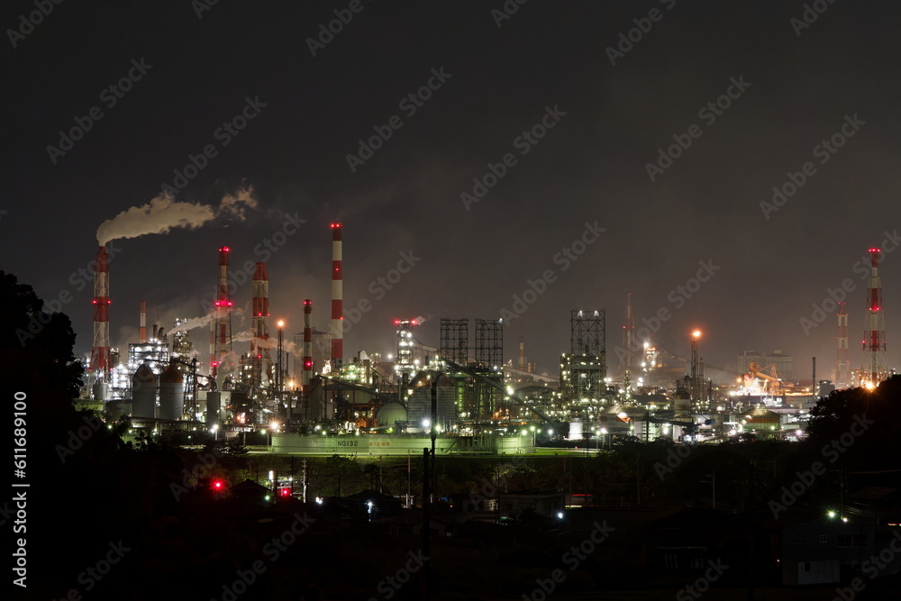児島宇野津の棚田から見る工場夜景