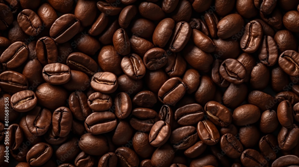 Obraz premium Roasted coffee beans background. Generative AI