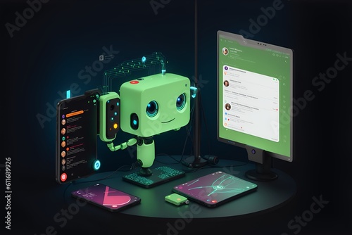 AI Chatbot Companion: Conversational Robot in 3D Render