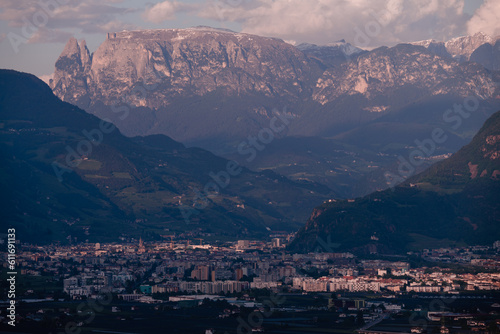 beautiful views of the surrounding mountains seen from Eppan in South Tyrol