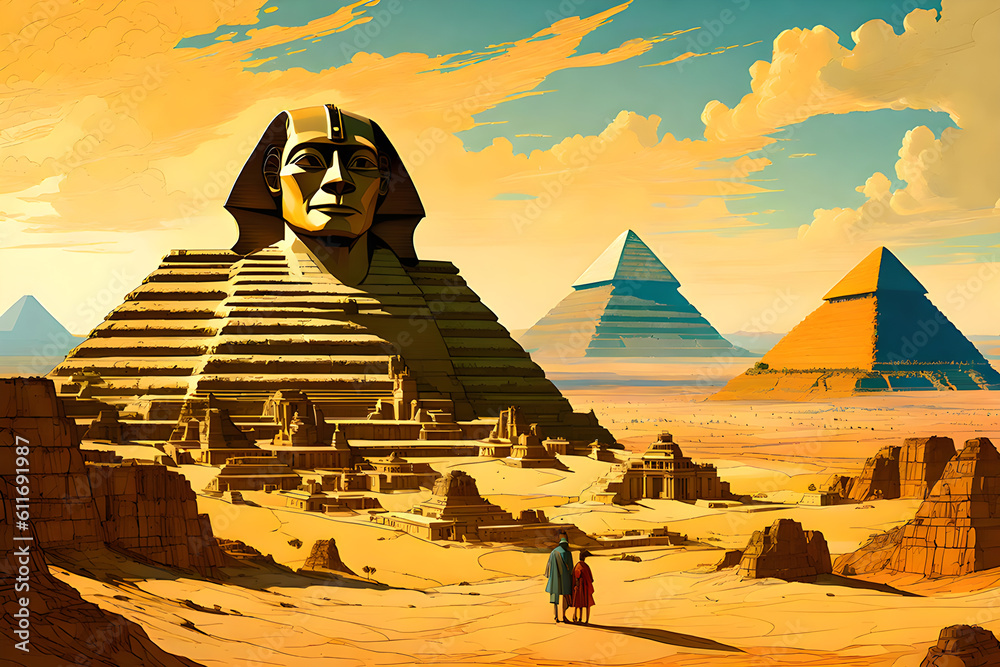 In this captivating illustration, the Great Sphinx of Giza stands as a ...