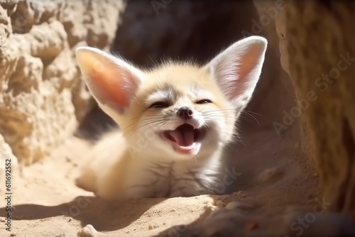 Obraz na płótnie Fennec fox (Vulpes zerda) is a small crepuscular fox native to the deserts of No
