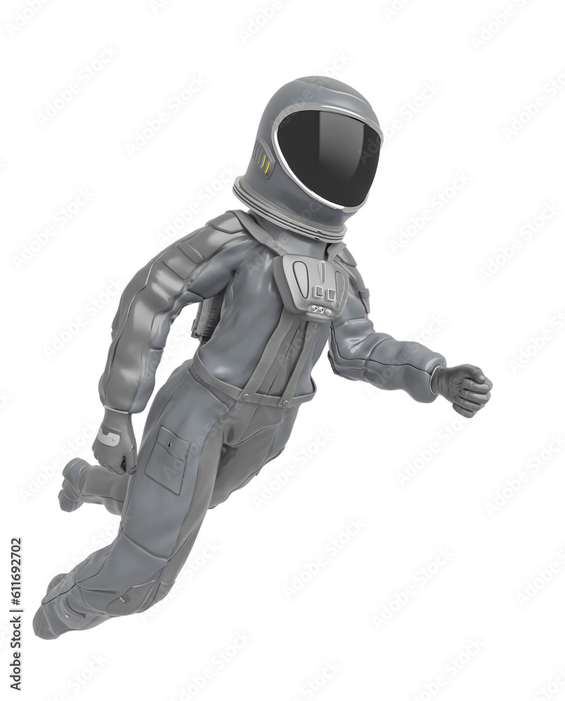 astronaut girl is floating on side view astronaut girl is floating on side view