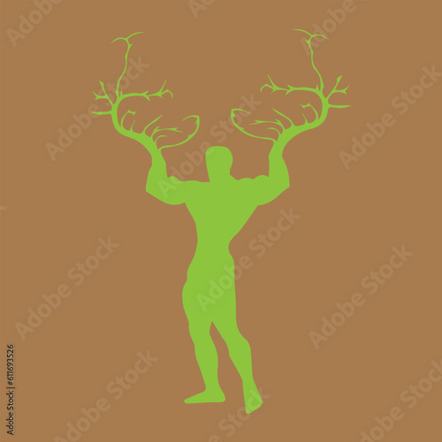 tree nymph or tree spirit in Greek mythology, with abstract and silhouette style. vector illustration of a tree. Can be used to describe nature or healthy life style topics.