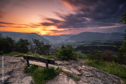 beautiful views of the surrounding mountains seen from Eppan in South Tyrol