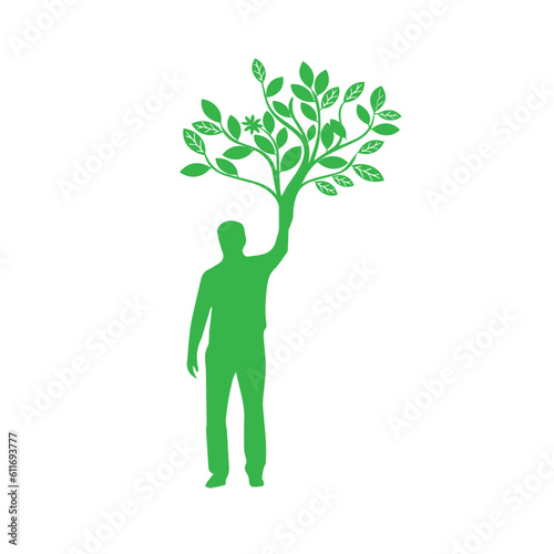 tree nymph or tree spirit in Greek mythology, with abstract and silhouette style. vector illustration of a tree. Can be used to describe nature or healthy lifestyle topics.