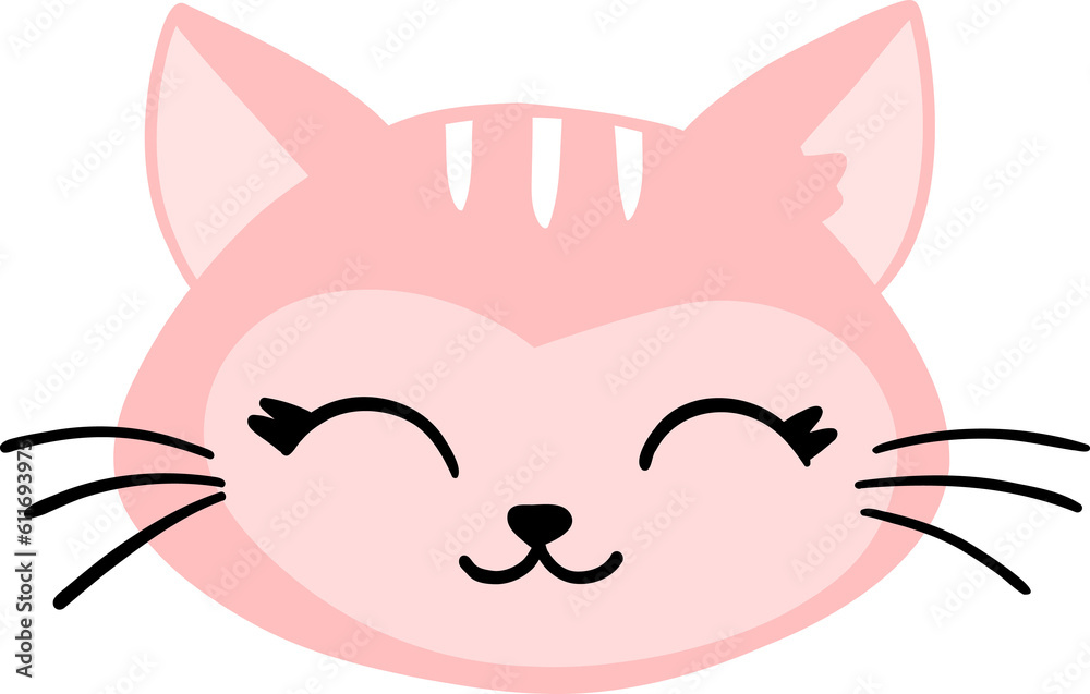 Pink cute cat smile face