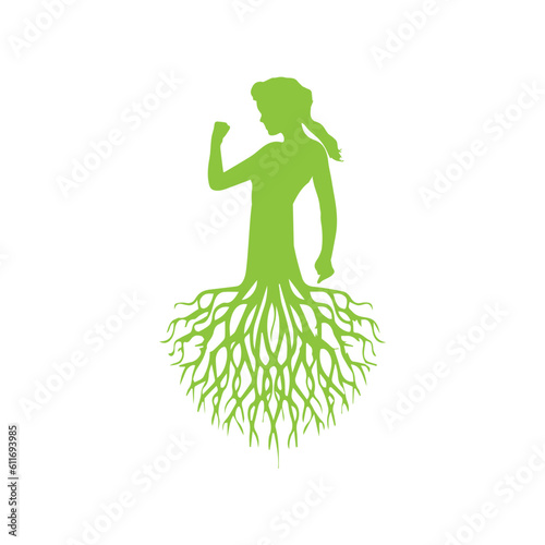 tree nymph or tree spirit in Greek mythology, with abstract and silhouette style.vector illustration of a tree. Can be used to describe nature or healthy lifestyle topics.