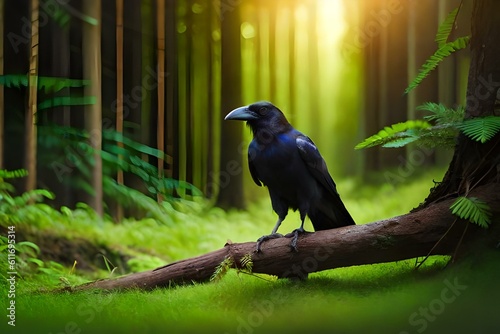 Wildlife in Forest, Raven