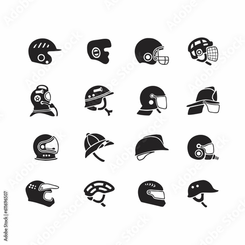 set of helmet logo vector icon