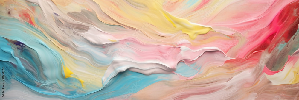 Abstract pastel color oil paint texture background, banner, generative AI