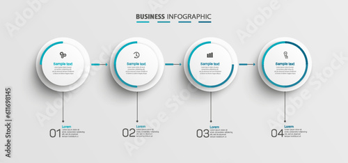 Business  infographic  template with 4 options, workflow, process chart. Can be used for workflow layout, diagram, annual report, web design, steps or processes 