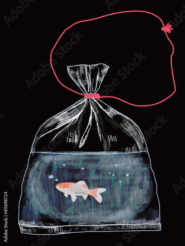 Clip art of red and white goldfish of night festival
