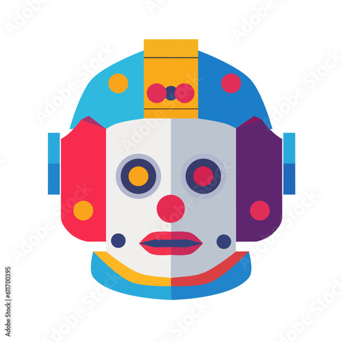 Colorful clown robot head vector illustration