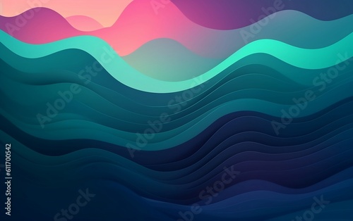 Abstract colorful background with waves. Generative AI technology.