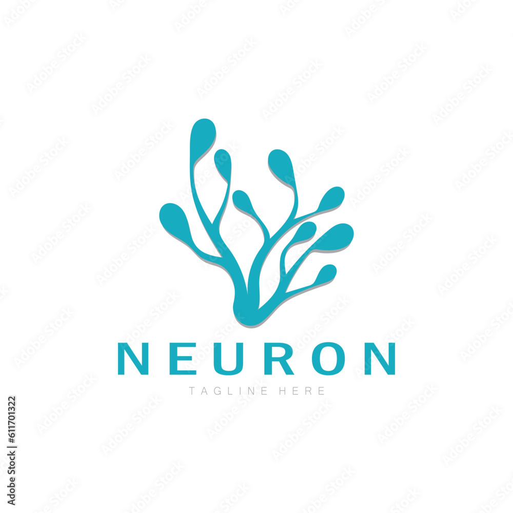 Neuron,seaweed or nerve cell logo design molecule logo illustration template icon with vector concept Neuron,seaweed or nerve cell logo design molecule logo illustration template icon with vector concept