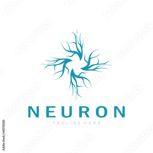 Neuron,seaweed or nerve cell logo design molecule logo illustration template icon with vector concept
