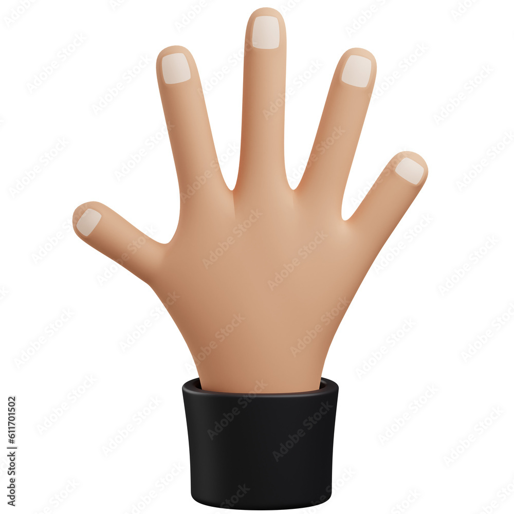 3d five fingers hand gesture illustration with isolated design 3d five fingers hand gesture illustration with isolated design