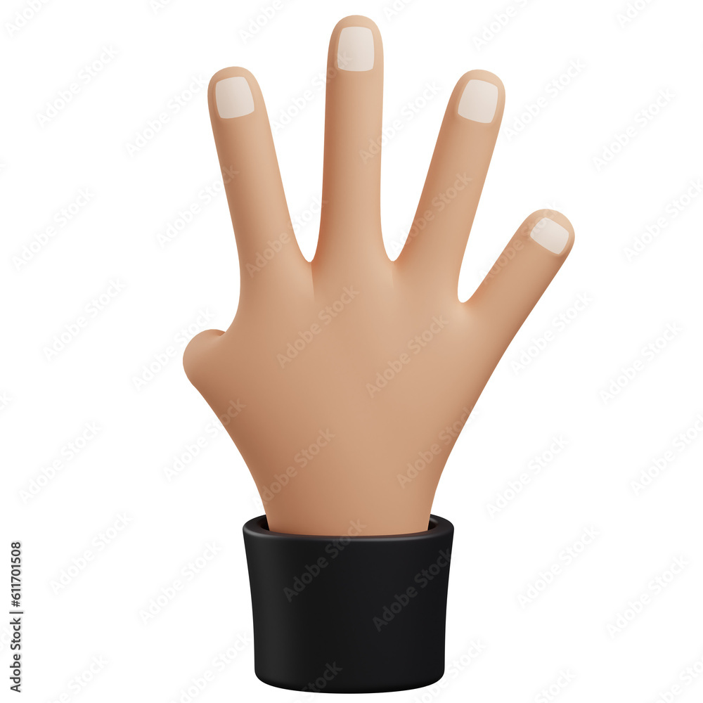 3d four fingers hand gesture illustration with isolated design 3d four fingers hand gesture illustration with isolated design