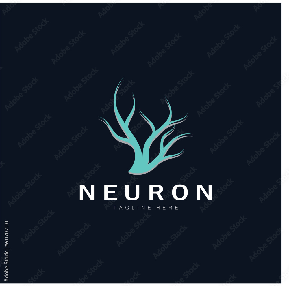 Neuron,seaweed or nerve cell logo design molecule logo illustration template icon with vector concept Neuron,seaweed or nerve cell logo design molecule logo illustration template icon with vector concept