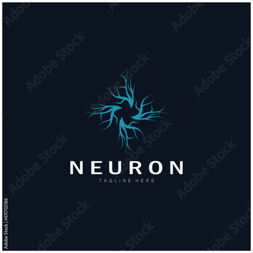 Neuron,seaweed or nerve cell logo design molecule logo illustration template icon with vector concept