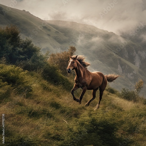Wild Horses, Generative AI Illustration © Yana Art and Design