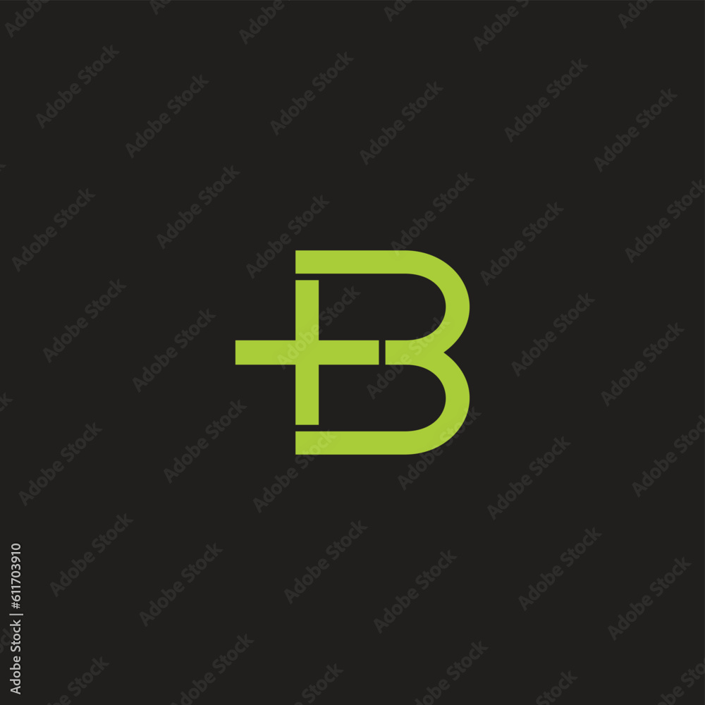 letter b green plus medical logo vector