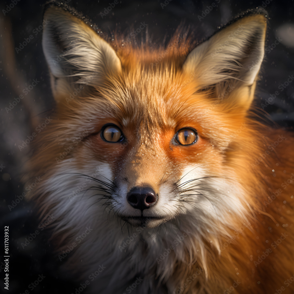 portait of a fox in wildness at golden hour. close up shot of a fox. generative AI portait of a fox in wildness at golden hour. close up shot of a fox. generative AI