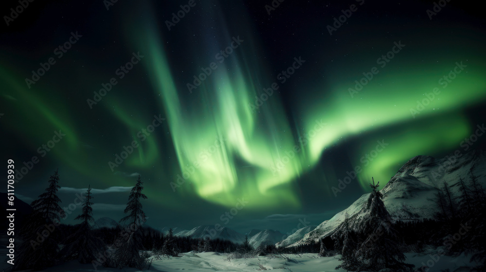 Northern lights in Iceland. Photorealistic illustration generative AI.
