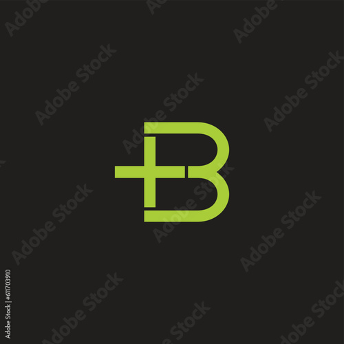 letter b green plus medical logo vector