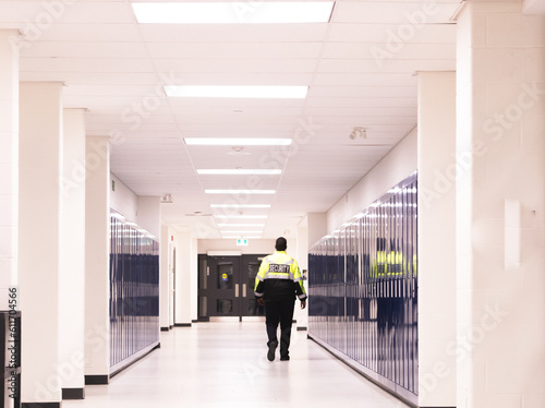 Security guard patrolling at school