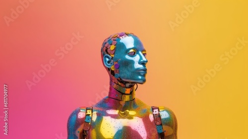Bold and Confident Gay Robot Expressing Individuality. Generative AI.