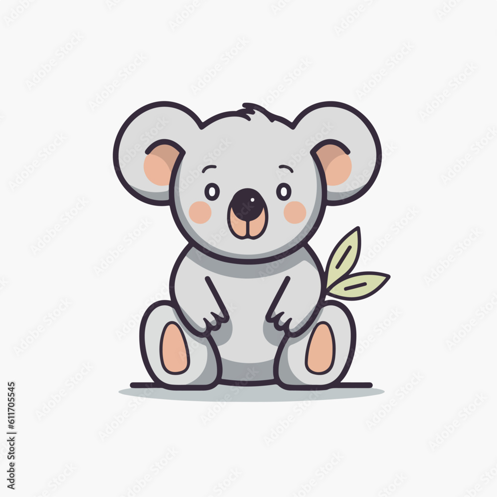 Adorable Koala in cartoon, doodle style. Set, Lovely Australian Animals logo Characters Vector Illustration
