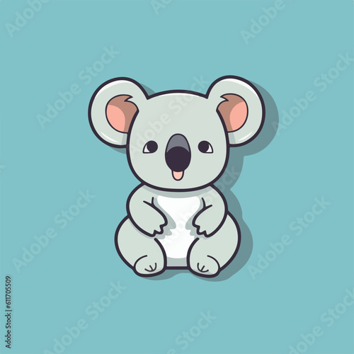Adorable Koala in cartoon  doodle style. Set  Lovely Australian Animals logo Characters Vector Illustration 