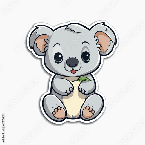 Adorable Koala in cartoon  doodle style. Set  Lovely Australian Animals logo Characters Vector Illustration 